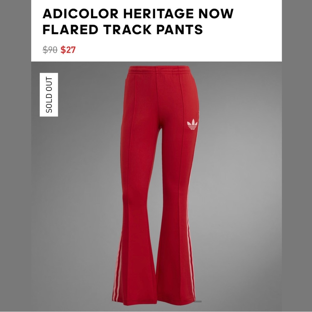 adidas Originals Heritage flared trackpants in red